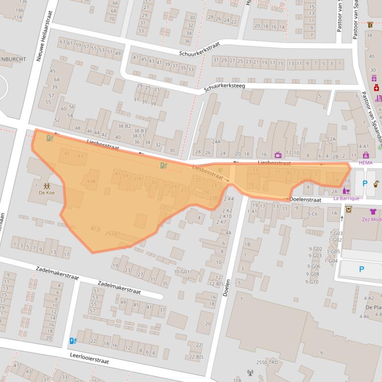 Kaart van postcodegebied 4813BC.