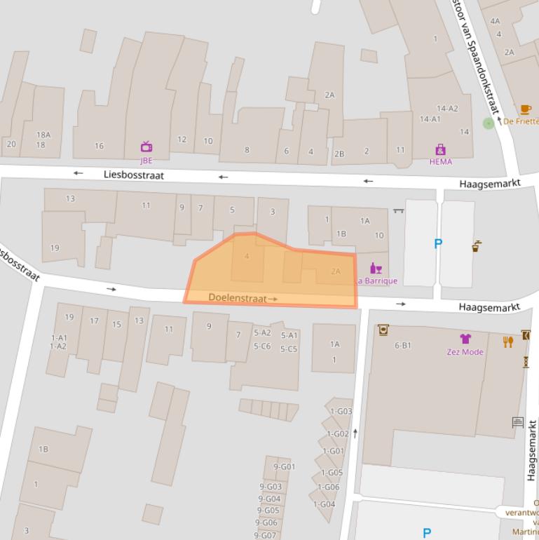 Kaart van postcodegebied 4813BP.