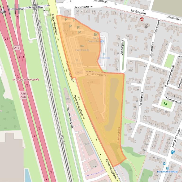 Kaart van postcodegebied 4813DA.