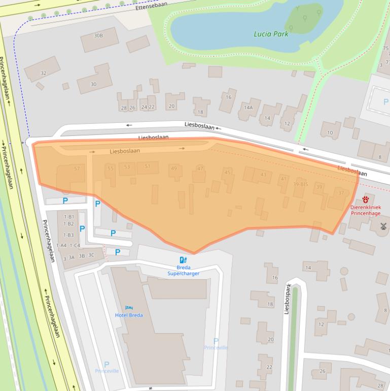 Kaart van postcodegebied 4813EB.