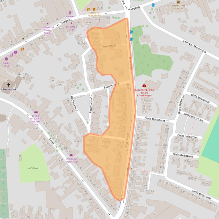 Kaart van postcodegebied 4813EJ.