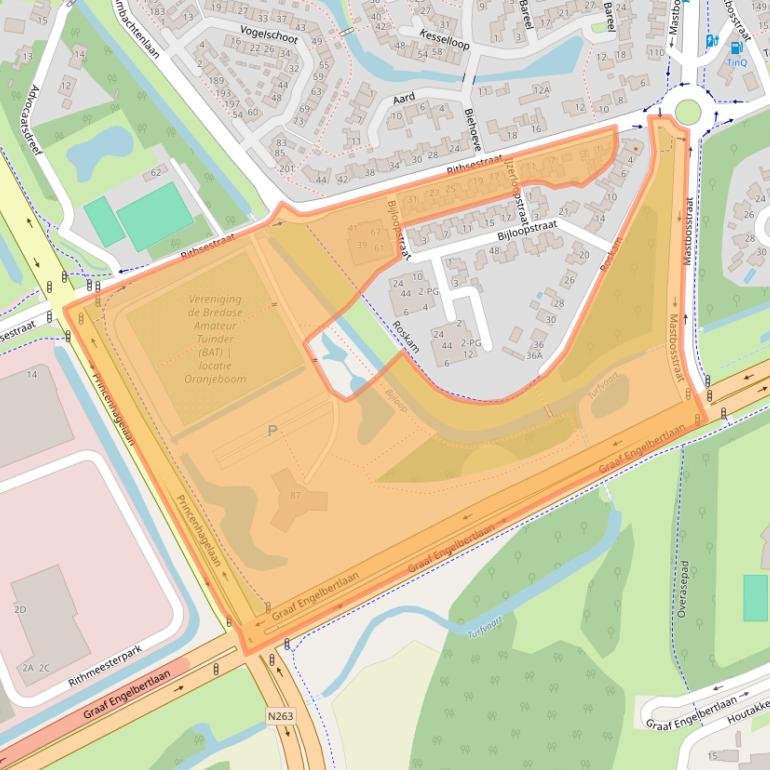 Kaart van postcodegebied 4813GW.