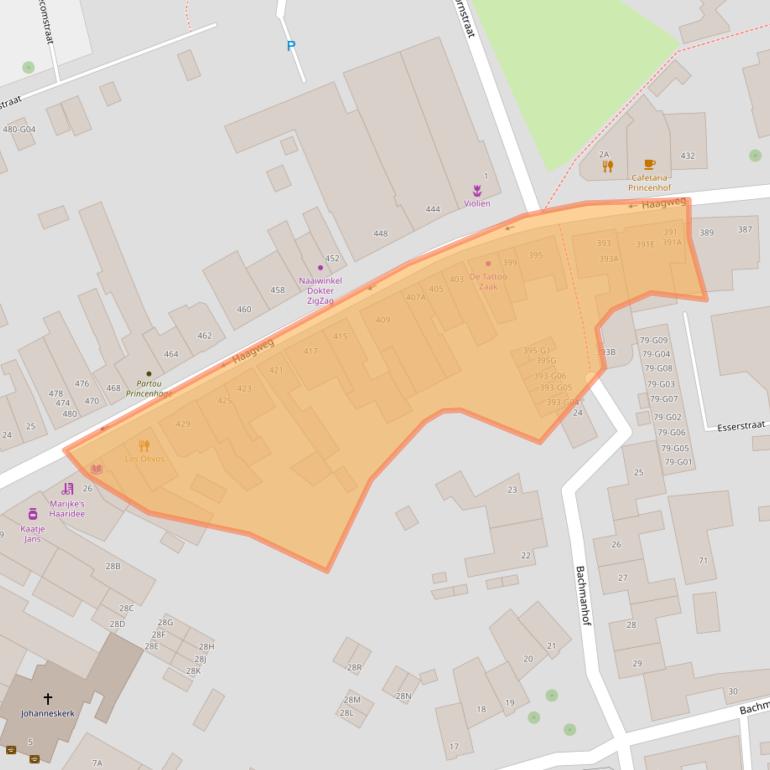 Kaart van postcodegebied 4813XD.