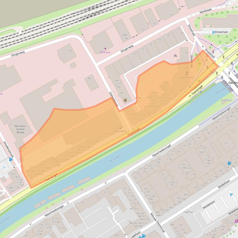 Kaart van postcodegebied 4814AB.