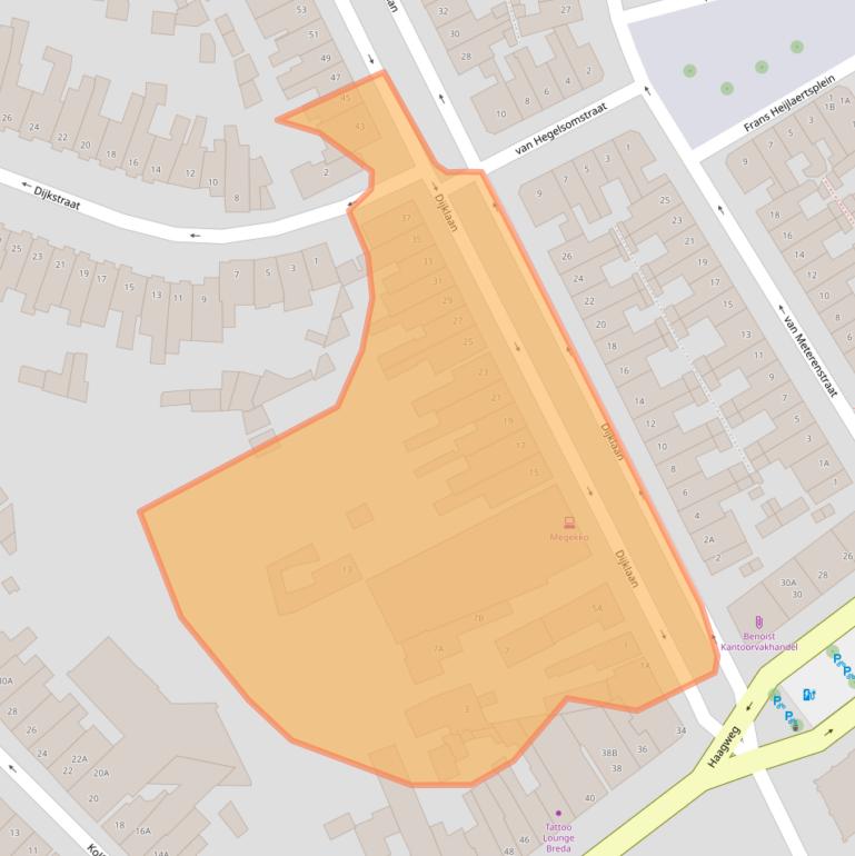 Kaart van postcodegebied 4814CA.