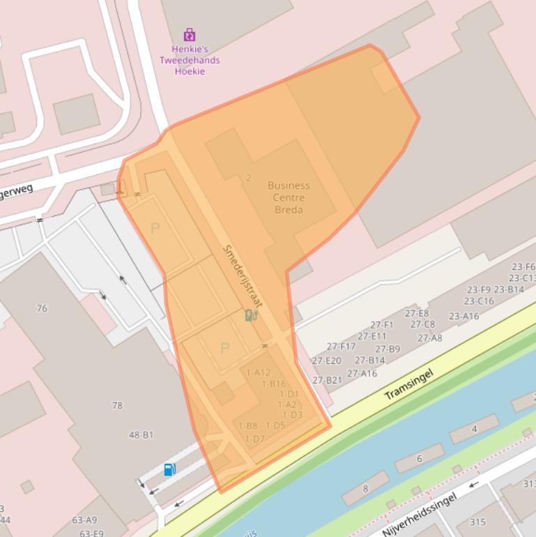 Kaart van postcodegebied 4814DB.