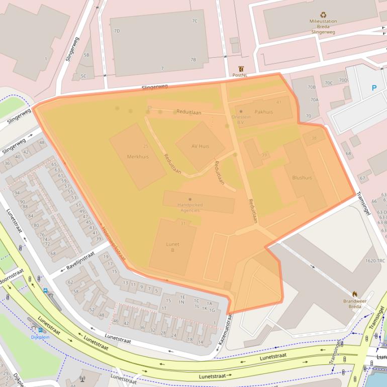 Kaart van postcodegebied 4814DC.