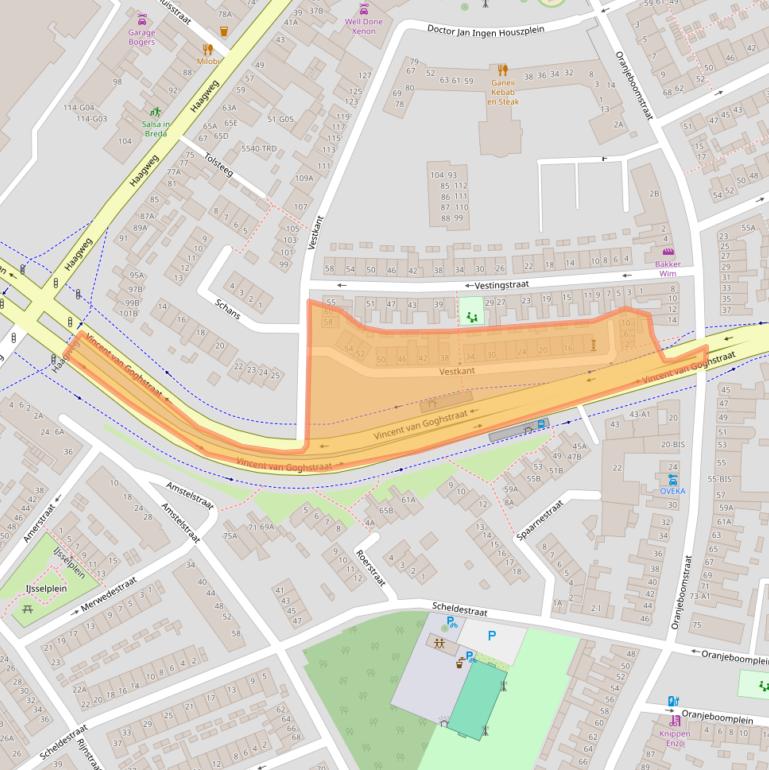 Kaart van postcodegebied 4814EB.