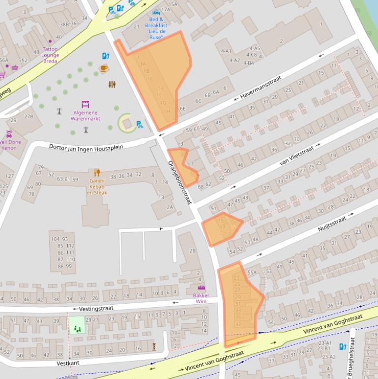 Kaart van postcodegebied 4814EE.