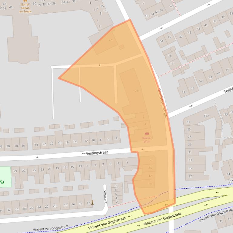 Kaart van postcodegebied 4814EG.