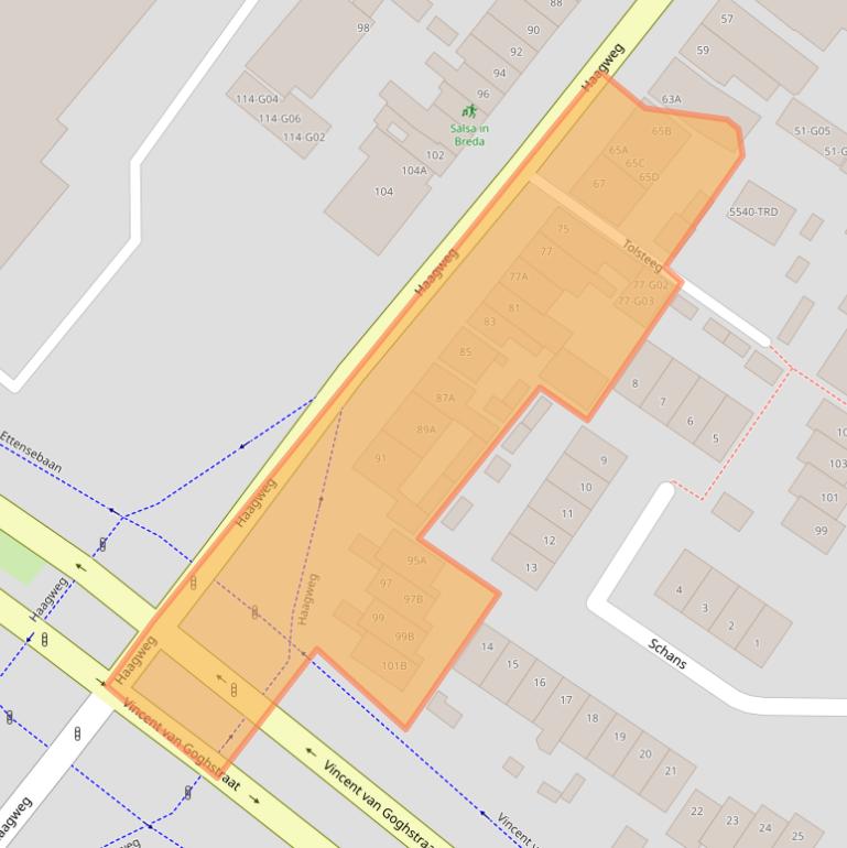 Kaart van postcodegebied 4814GC.