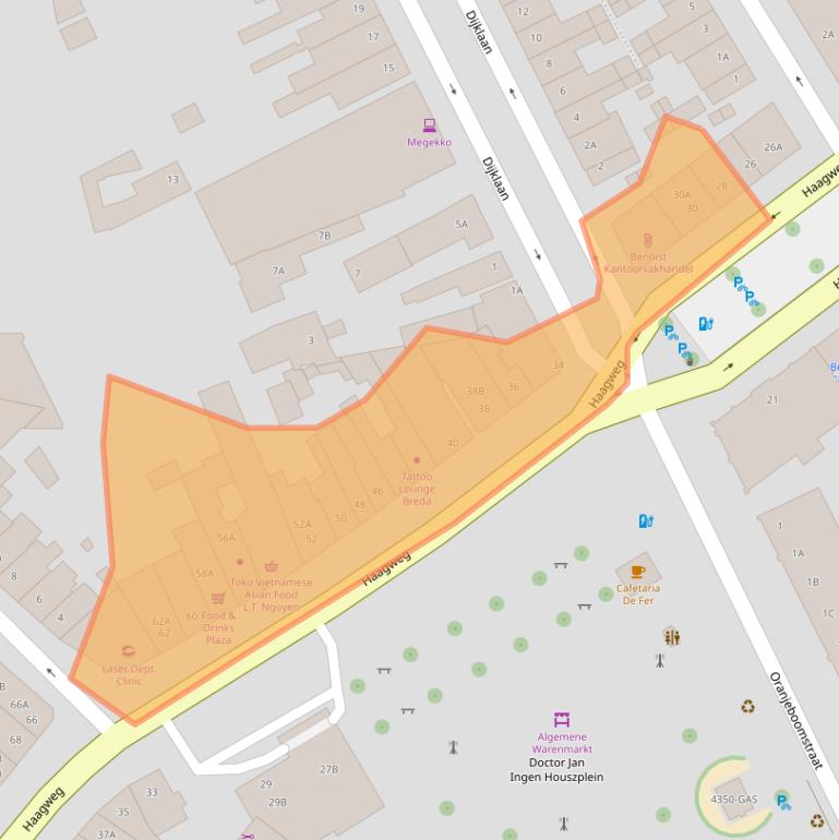 Kaart van postcodegebied 4814GE.