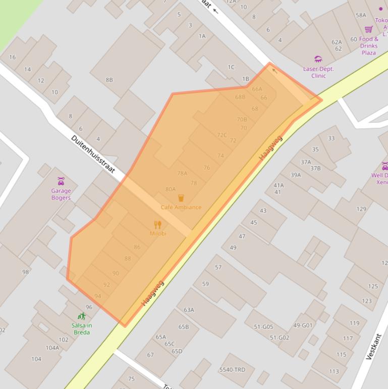 Kaart van postcodegebied 4814GG.