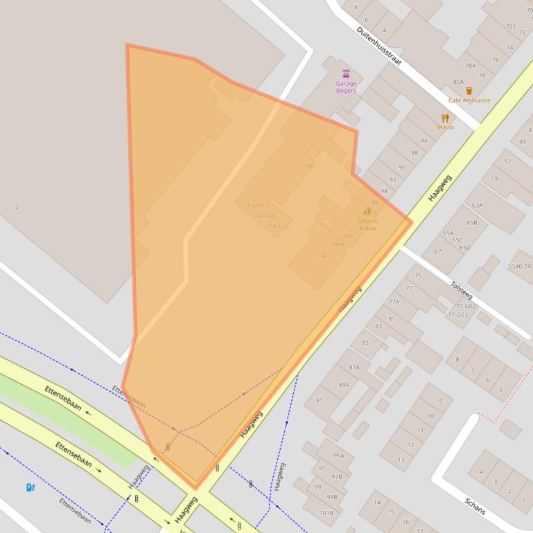 Kaart van postcodegebied 4814GH.