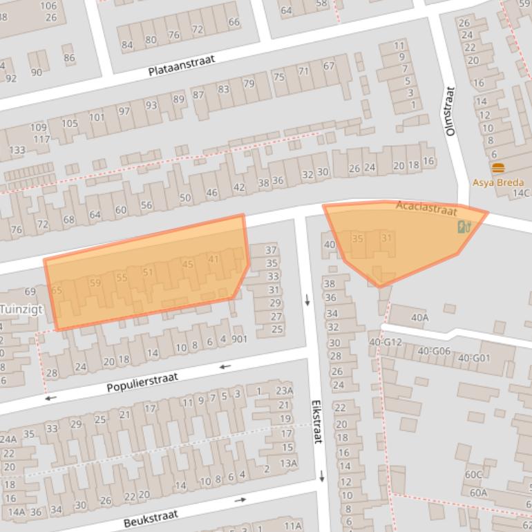 Kaart van postcodegebied 4814HE.