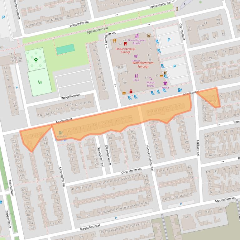 Kaart van postcodegebied 4814HG.