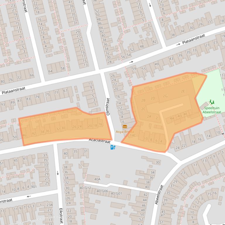 Kaart van postcodegebied 4814HH.