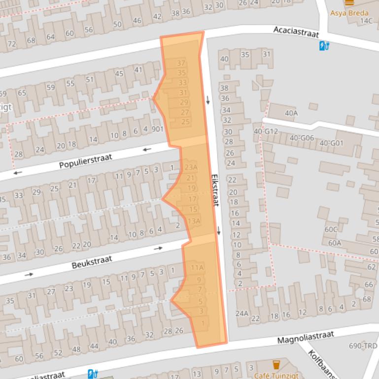 Kaart van postcodegebied 4814HL.