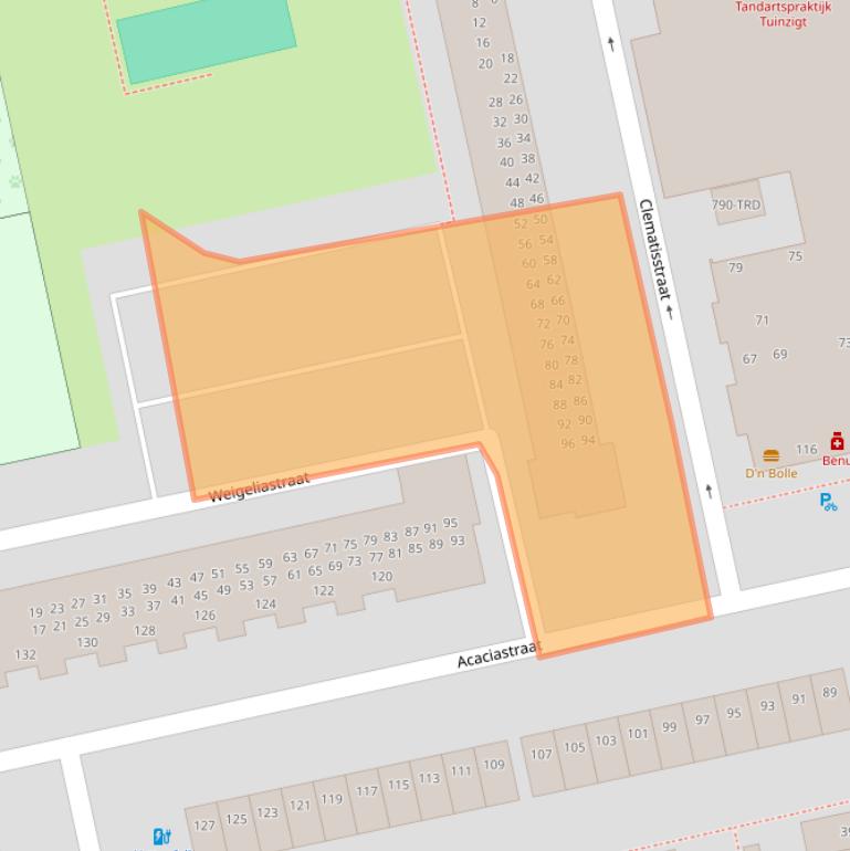 Kaart van postcodegebied 4814JV.