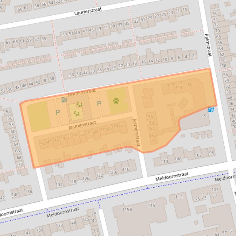 Kaart van postcodegebied 4814KJ.