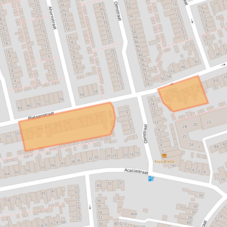 Kaart van postcodegebied 4814LB.