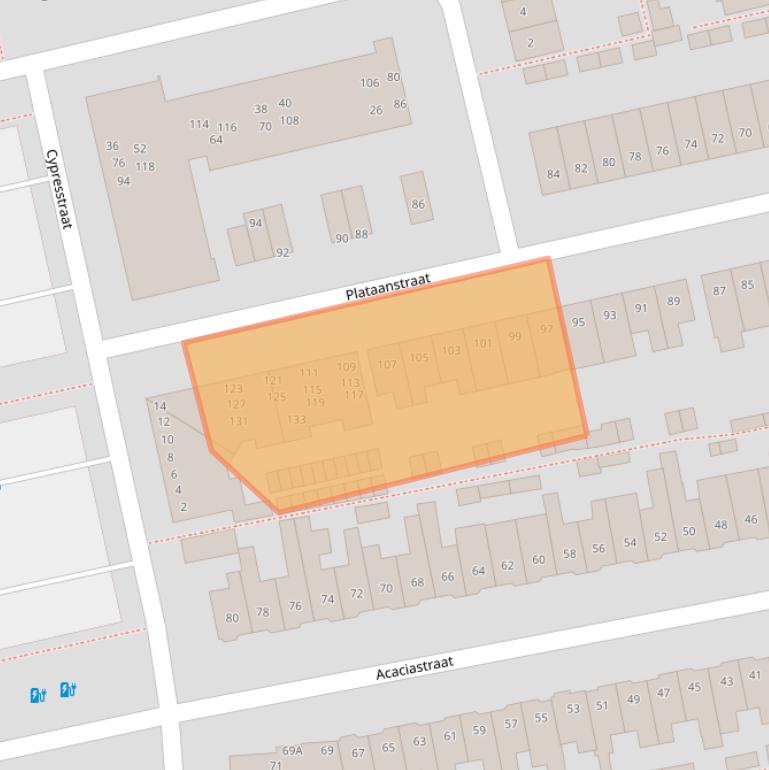Kaart van postcodegebied 4814LC.