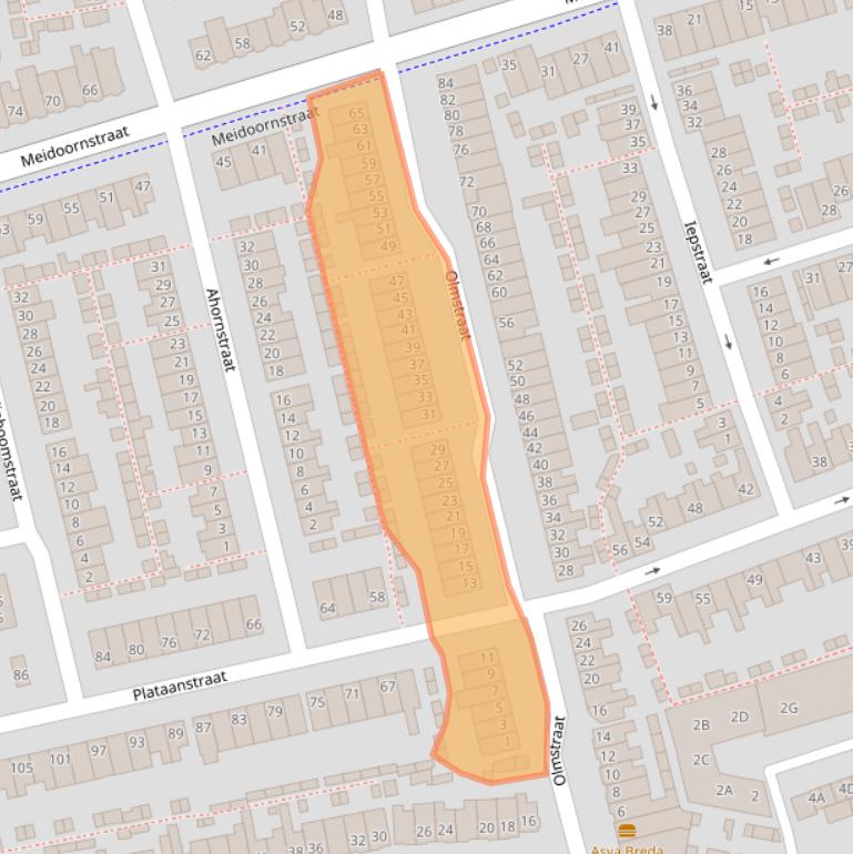 Kaart van postcodegebied 4814LL.
