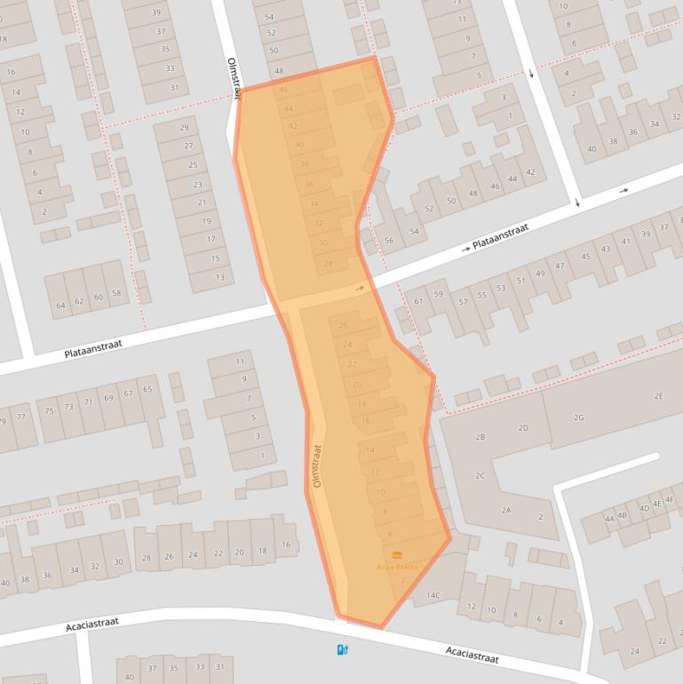 Kaart van postcodegebied 4814LN.