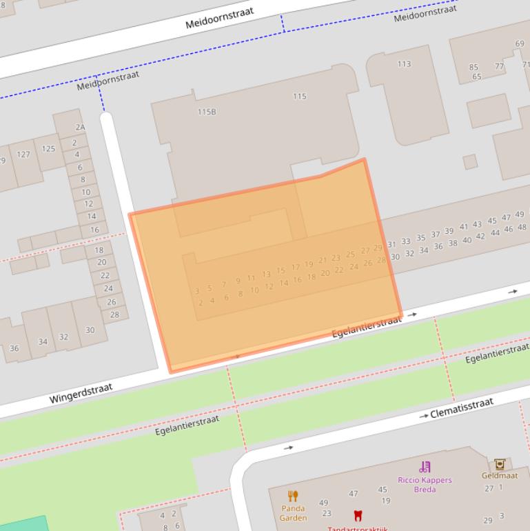 Kaart van postcodegebied 4814PJ.