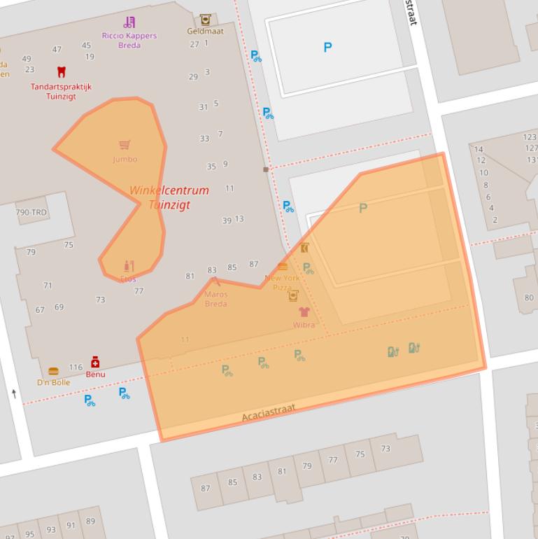 Kaart van postcodegebied 4814PN.
