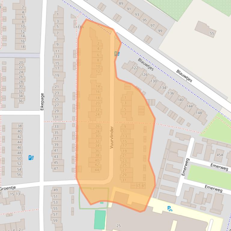 Kaart van postcodegebied 4814TN.