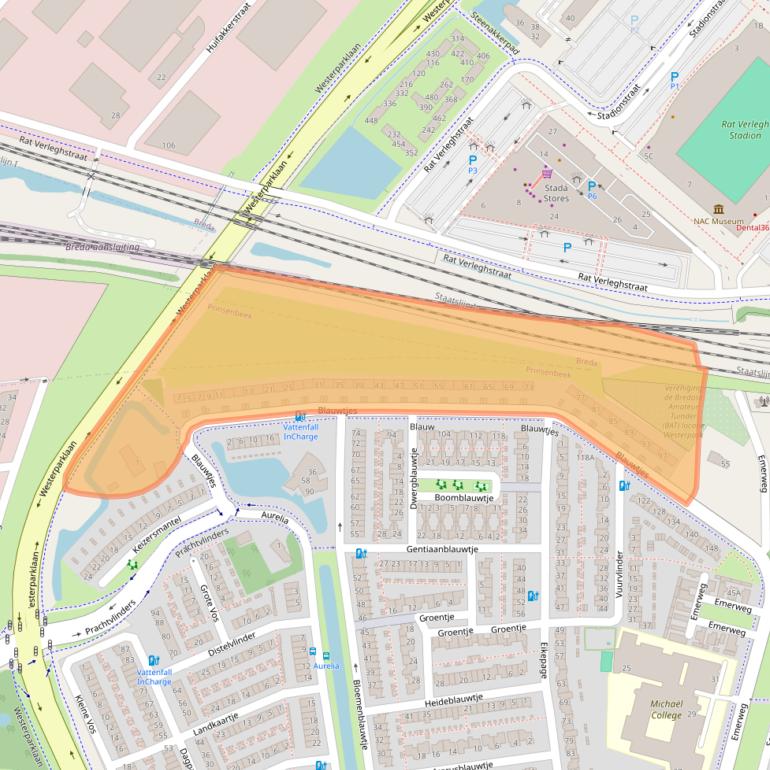 Kaart van postcodegebied 4814TR.