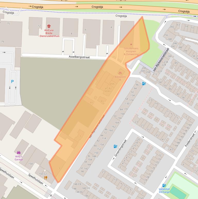 Kaart van postcodegebied 4815AA.