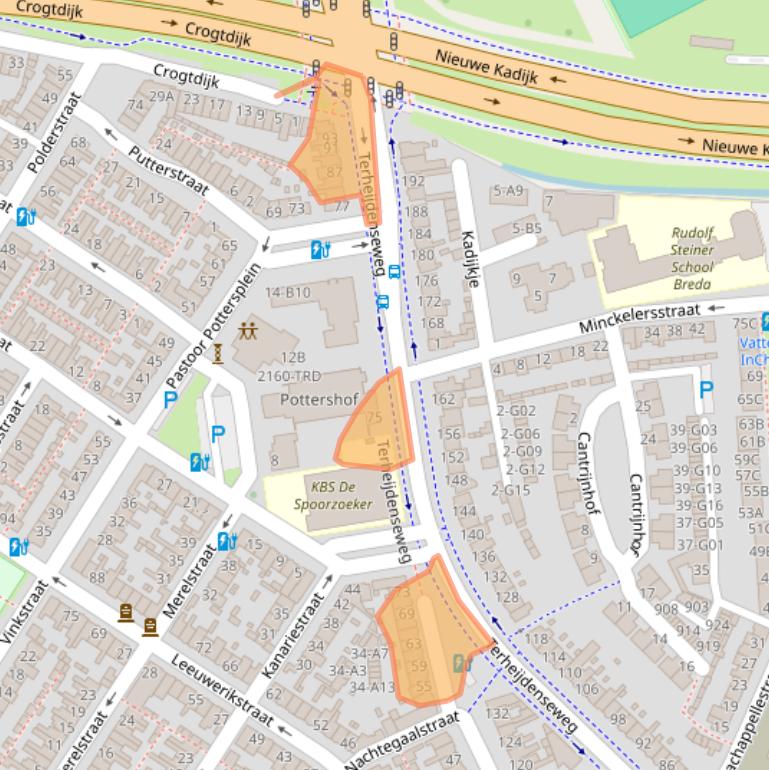 Kaart van postcodegebied 4815BE.