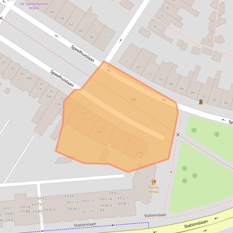 Kaart van postcodegebied 4815CA.