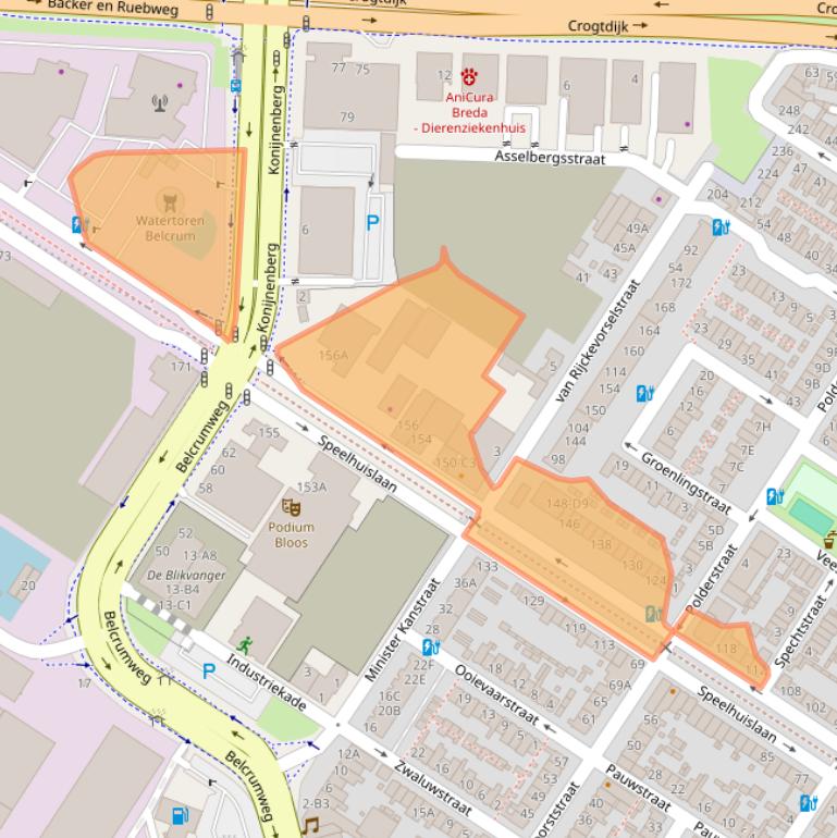 Kaart van postcodegebied 4815CJ.