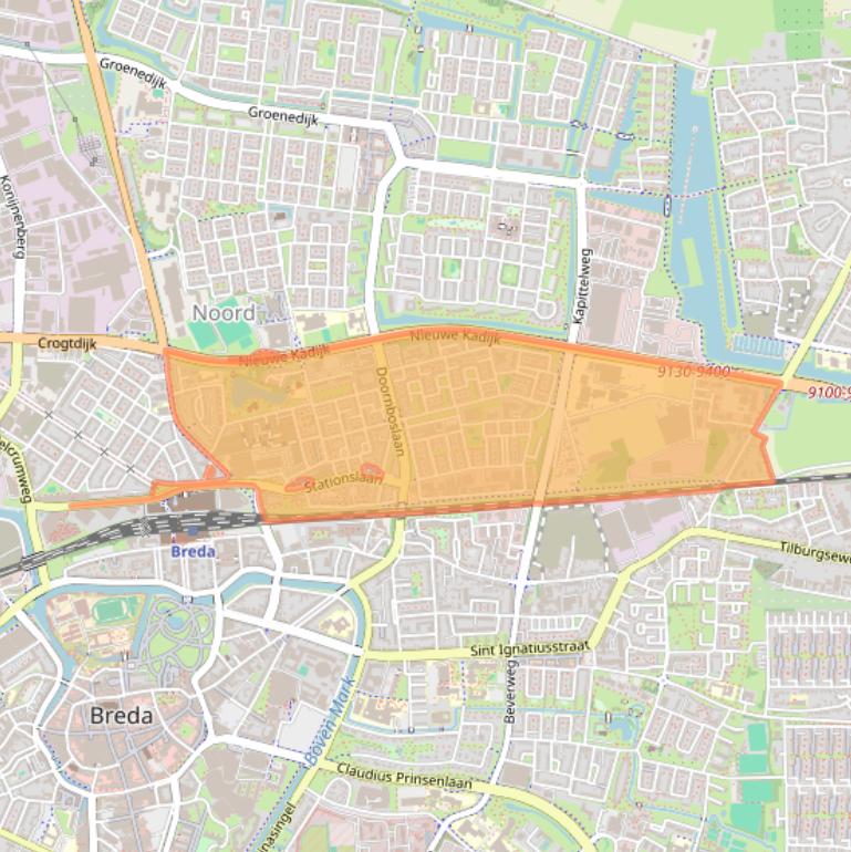 Kaart van postcodegebied 4816.