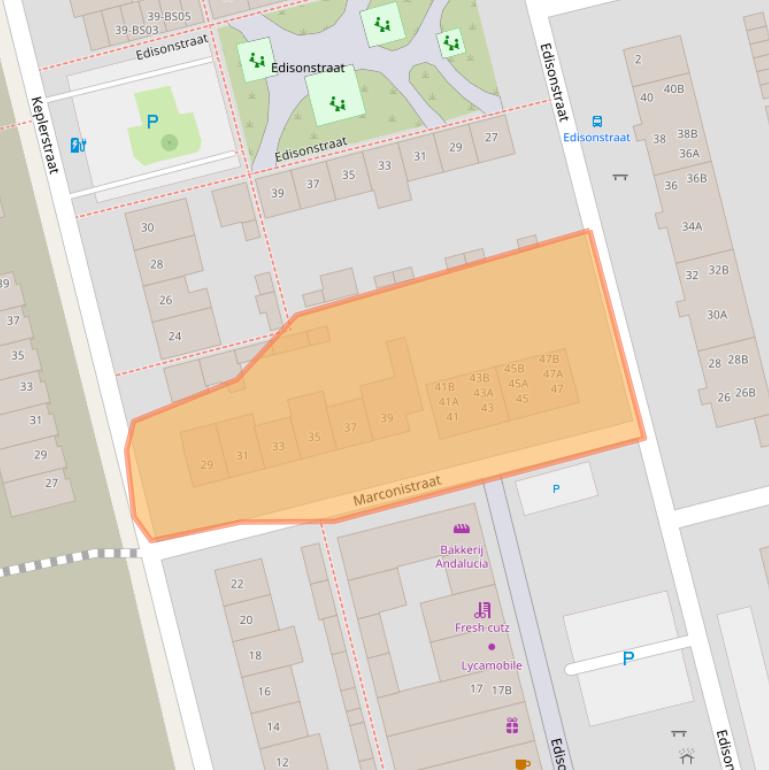 Kaart van postcodegebied 4816BE.