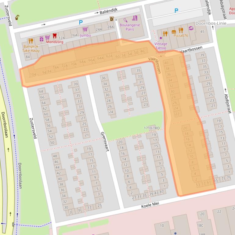 Kaart van postcodegebied 4816JJ.