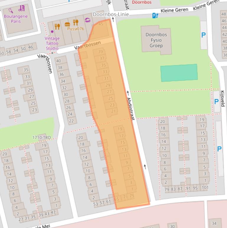 Kaart van postcodegebied 4816JK.