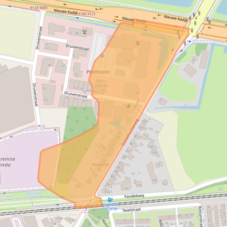 Kaart van postcodegebied 4816KC.