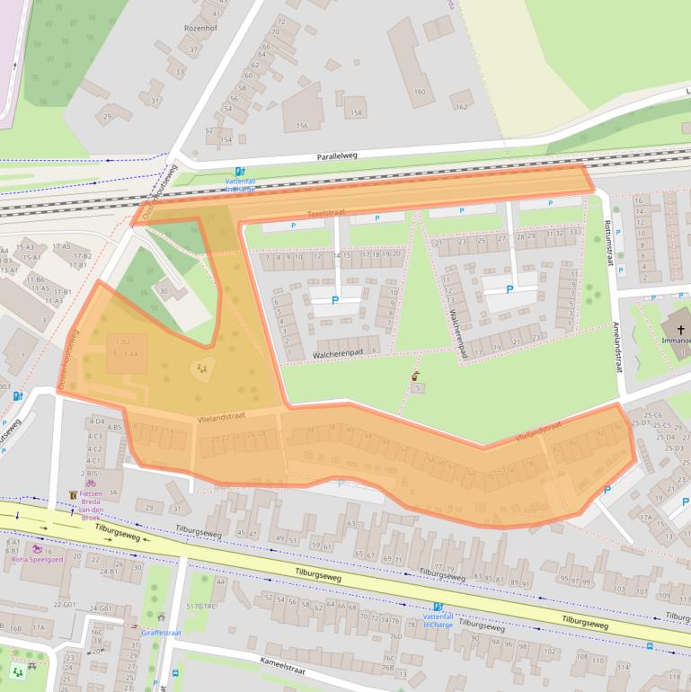 Kaart van postcodegebied 4817AB.