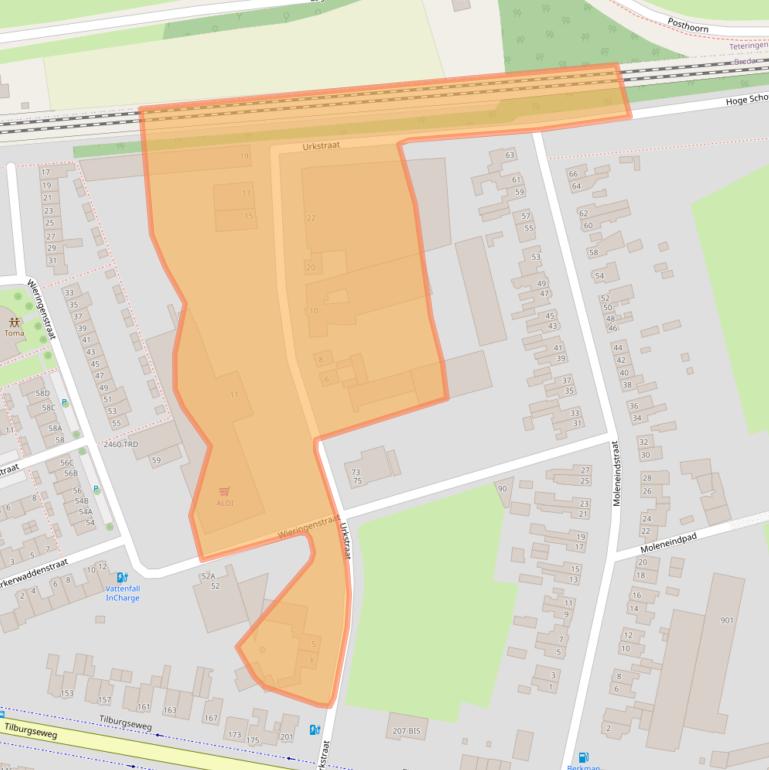 Kaart van postcodegebied 4817AR.