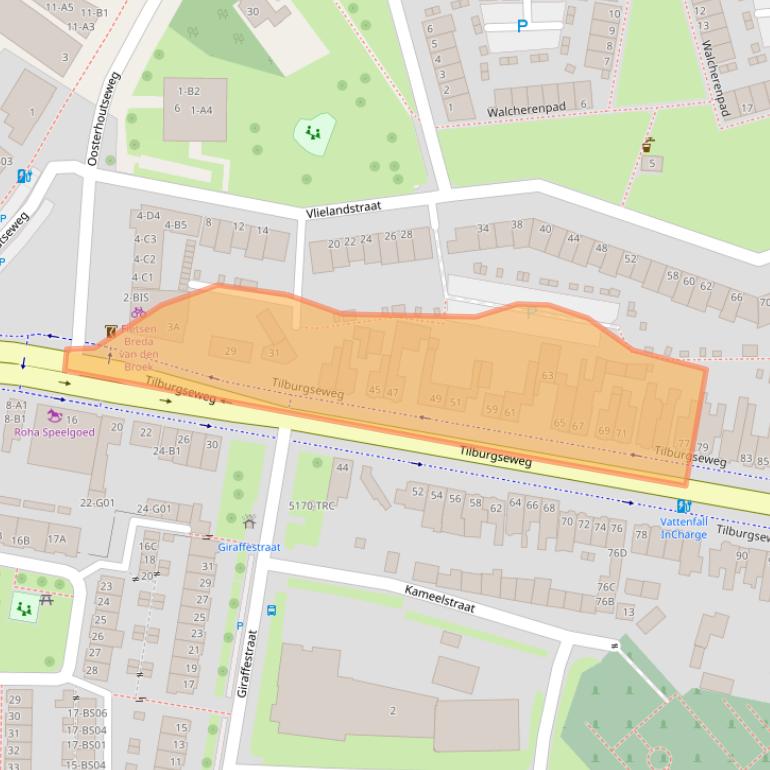 Kaart van postcodegebied 4817BA.