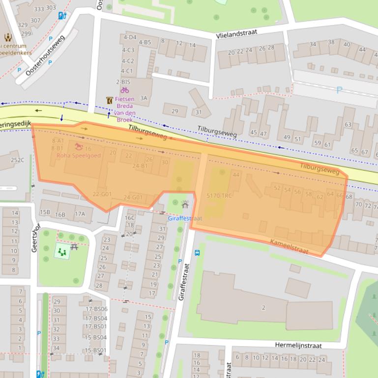 Kaart van postcodegebied 4817BE.