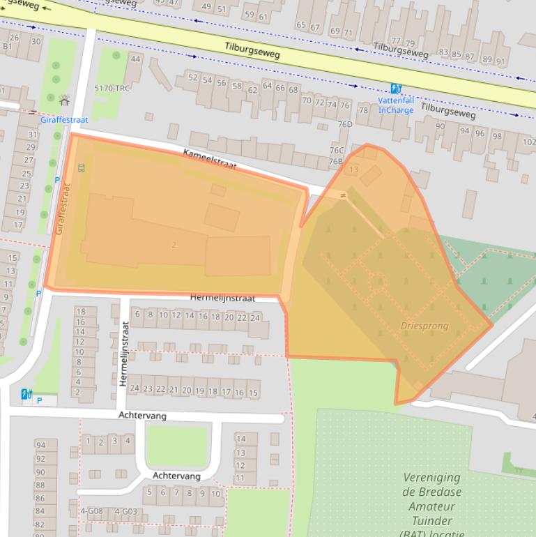 Kaart van postcodegebied 4817BS.