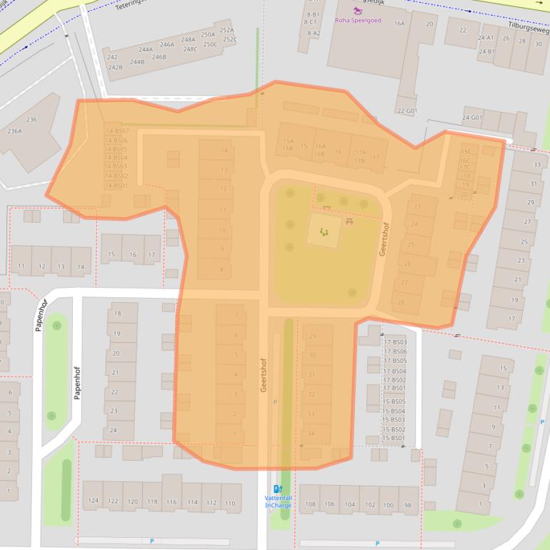 Kaart van postcodegebied 4817BW.