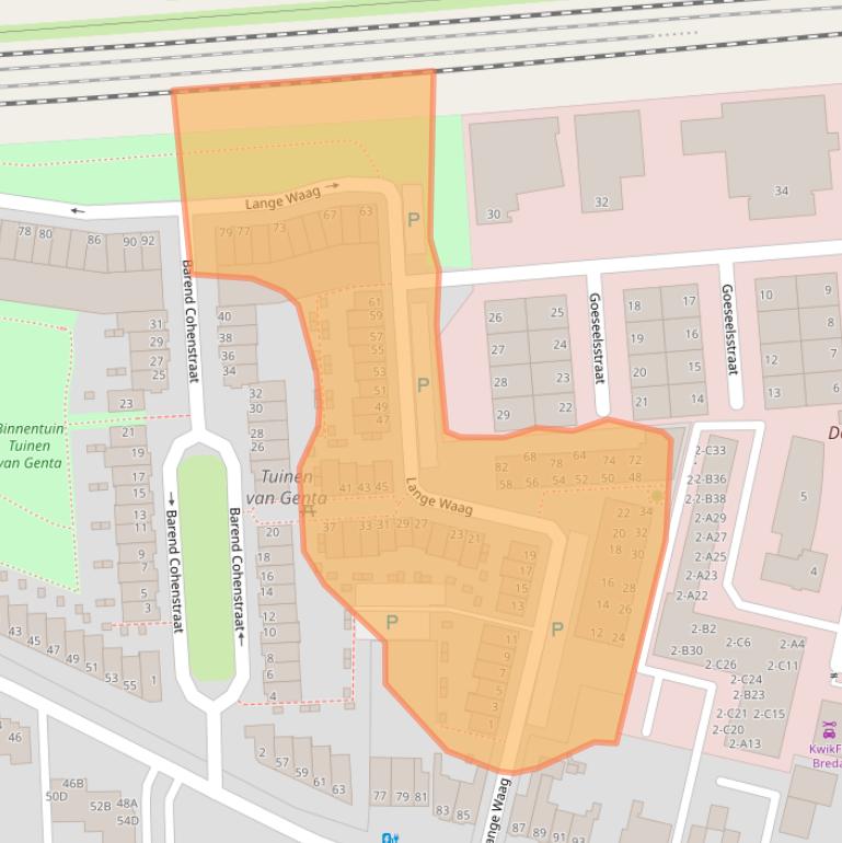 Kaart van postcodegebied 4817CT.