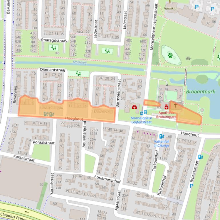 Kaart van postcodegebied 4817EA.