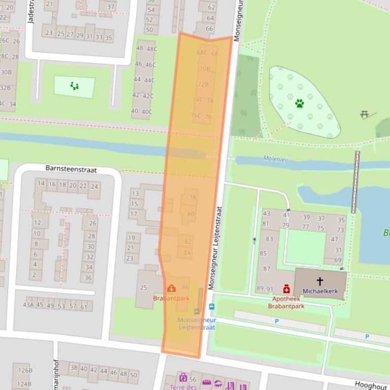 Kaart van postcodegebied 4817JC.